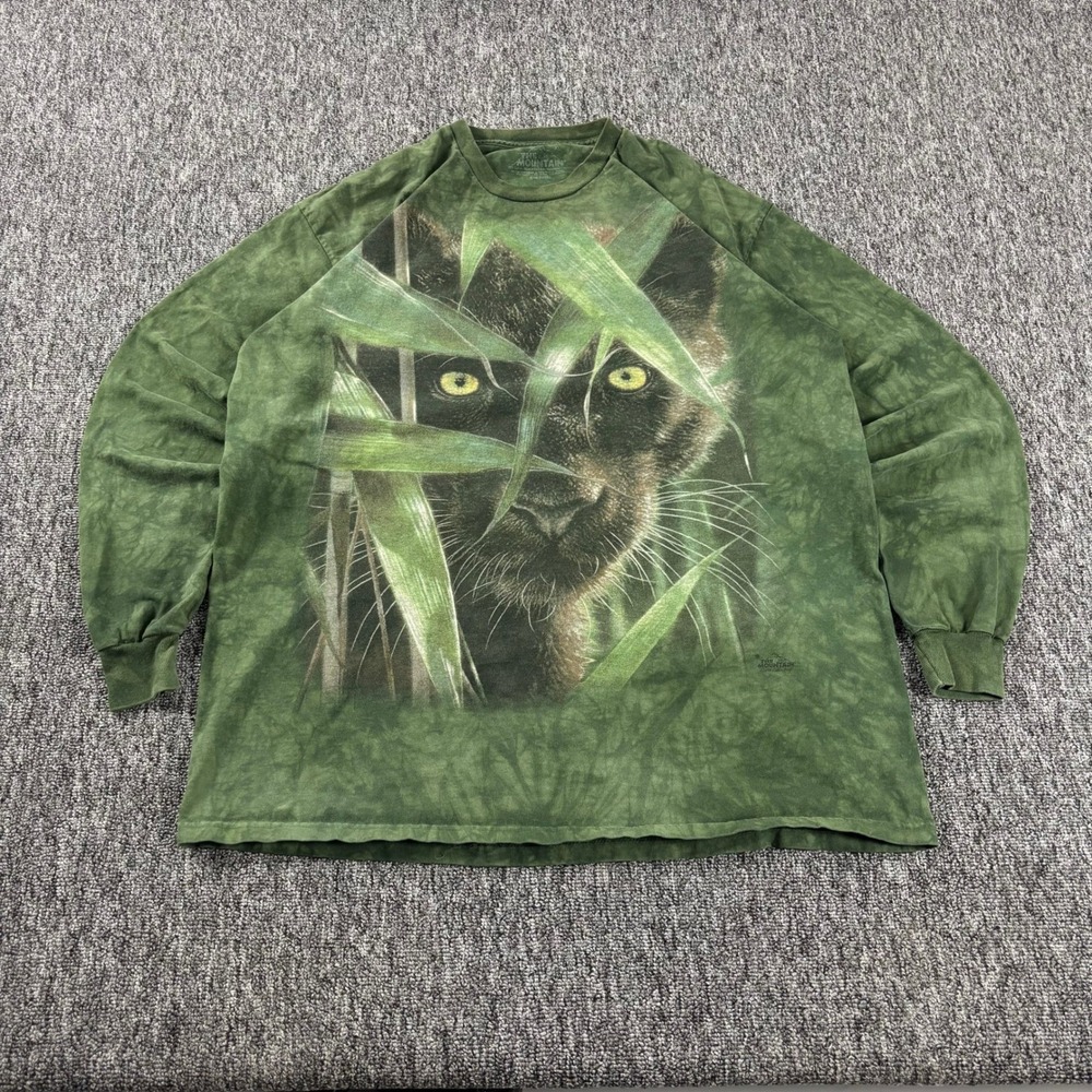 The Mountain Y2K Vintage Nature Black Panther Graphic Long Sleeve Tie Dye XL